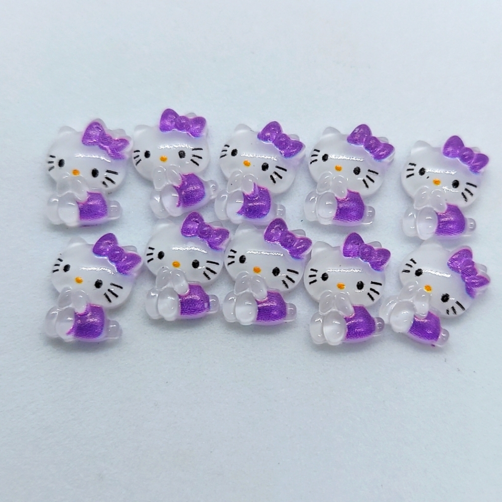 10 Mini Purple Hello Kitty Nail Charm